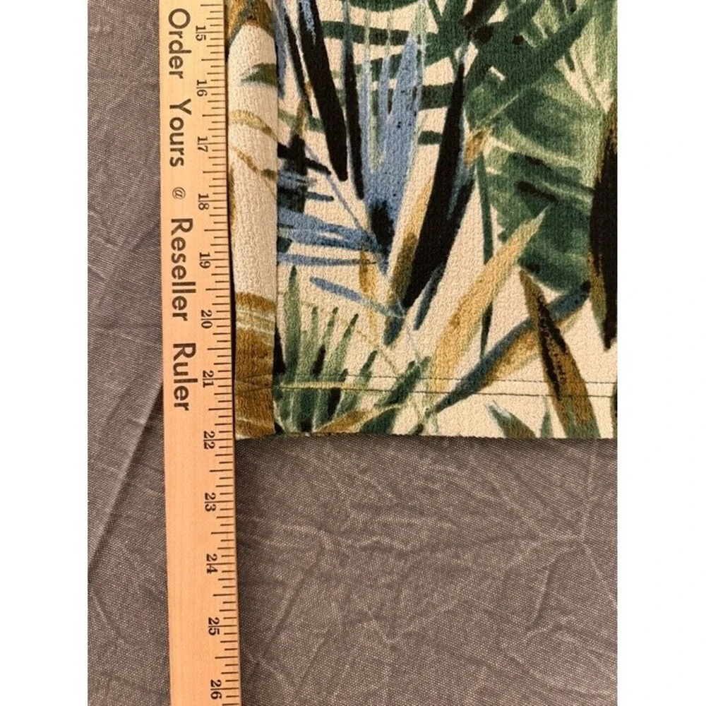 SOHO‎ Apparel Ltd Tropical Palm Print Wide Leg Crop Pants Green Blue 1X 78108156